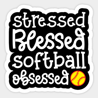 Stressed Blessed Softball Obsessed Girls Softball Mom Cute Funny Sticker